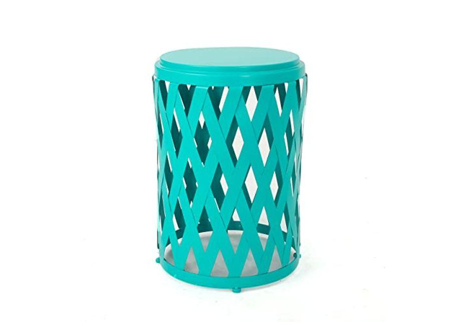 Christopher Knight Home Selen Outdoor 14" Diameter Iron Side Table, Matte Teal