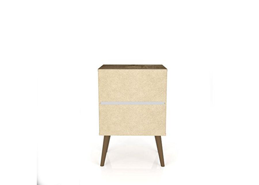 Manhattan Comfort Liberty Modern 1 Drawer Bedroom Nightstand/End Table, Rustic Brown/White