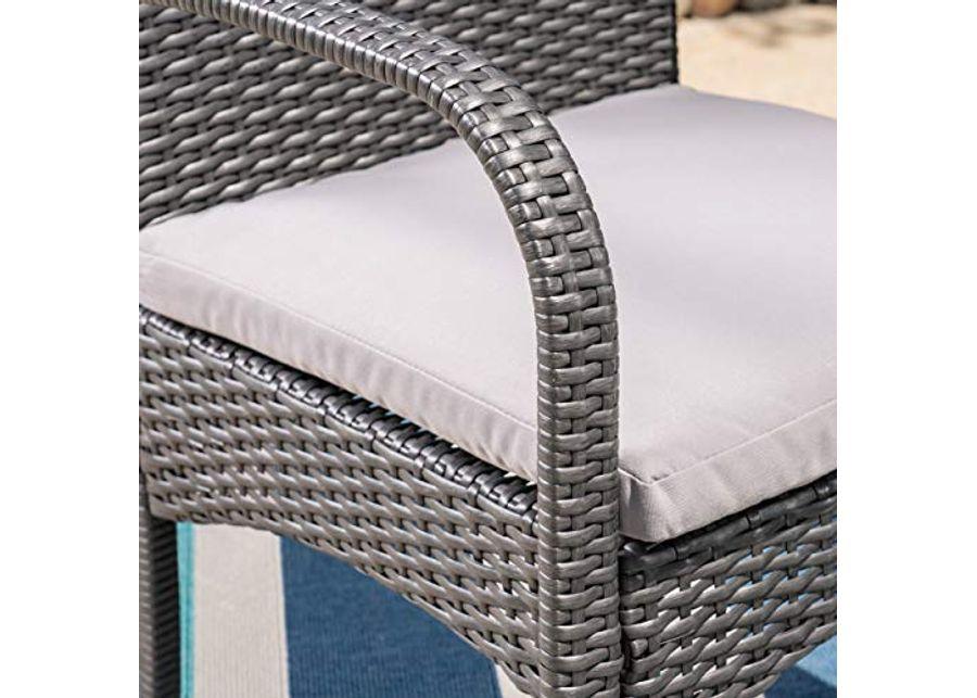 Christopher Knight Home Sophia Outdoor 7 Piece Wicker Dining Set, Grey Cushions