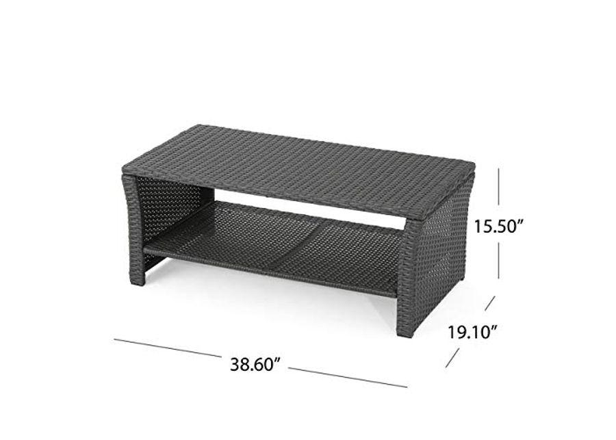 Christopher Knight Home Justin Outdoor Wicker Coffee Table, Gray, Black