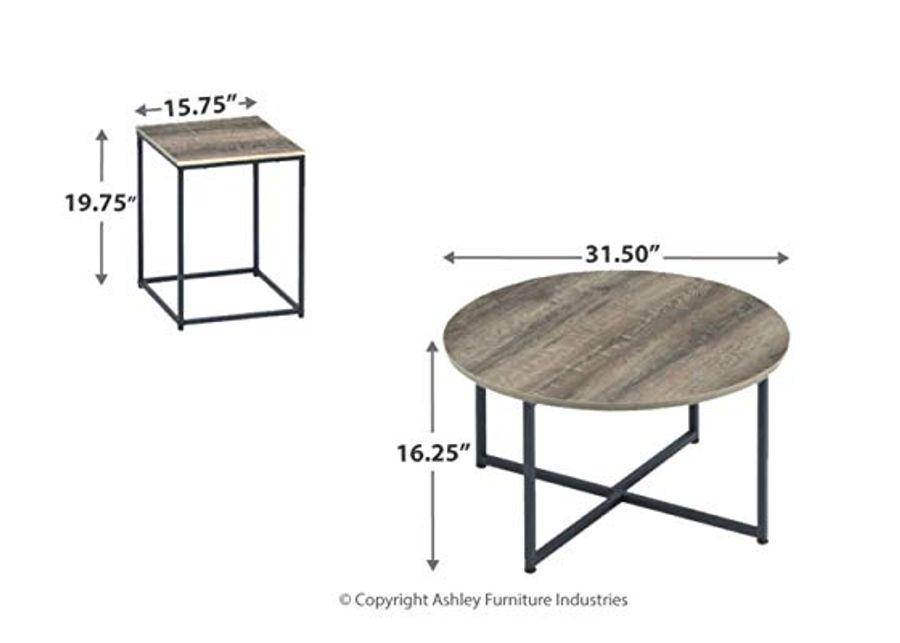 Signature Design by Ashley Wadeworth Urban Wood Grain 3-Piece Table Set, Includes 1 Coffee Table and 2 End Tables, Brown & Black