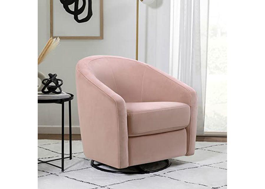 babyletto Madison Swivel Glider in Blush Pink Velvet, Greenguard Gold and CertiPUR-US Certified