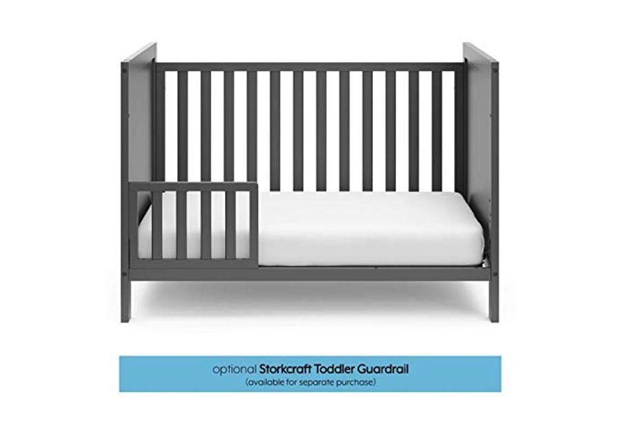 Storkcraft Nestling 3-in-1 Convertible Crib (Gray) - Easily Converts to Toddler Bed and Daybed, Planked End Panels for Transitional Style