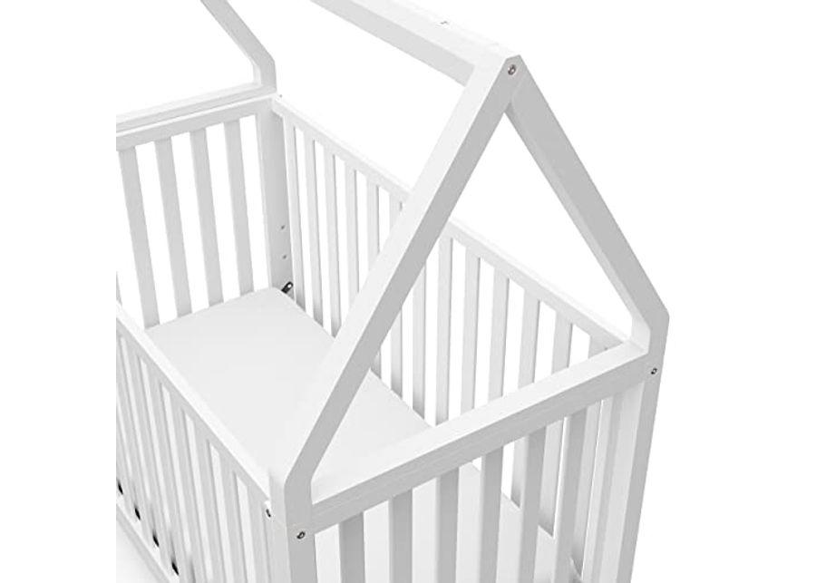 Storkcraft Orchard 5-in-1 Convertible Crib (White) – GREENGUARD Gold Certified, Canopy Style Baby Crib, Converts from Crib to Toddler Bed, Daybed and Full-Size Bed, Fits Standard Crib Mattress