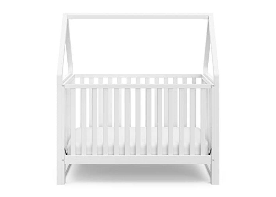 Storkcraft Orchard 5-in-1 Convertible Crib (White) – GREENGUARD Gold Certified, Canopy Style Baby Crib, Converts from Crib to Toddler Bed, Daybed and Full-Size Bed, Fits Standard Crib Mattress