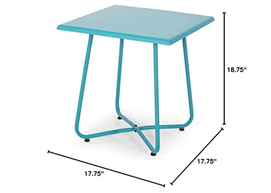 Christopher Knight Home Doris Outdoor Modern 18" Side Table with Steel Legs-Teal