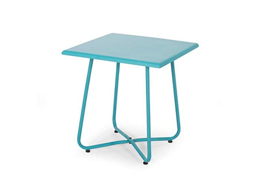Christopher Knight Home Doris Outdoor Modern 18" Side Table with Steel Legs-Teal