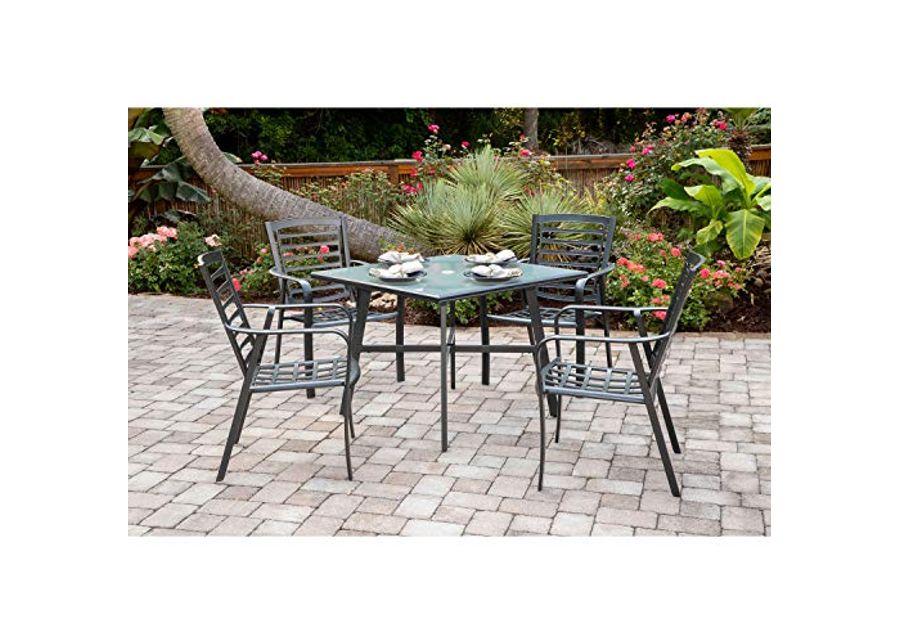 Hanover Pemberton 5-Piece Grade Patio Set Commercial Outdoor Furniture, Cast Ash/Gunmetal