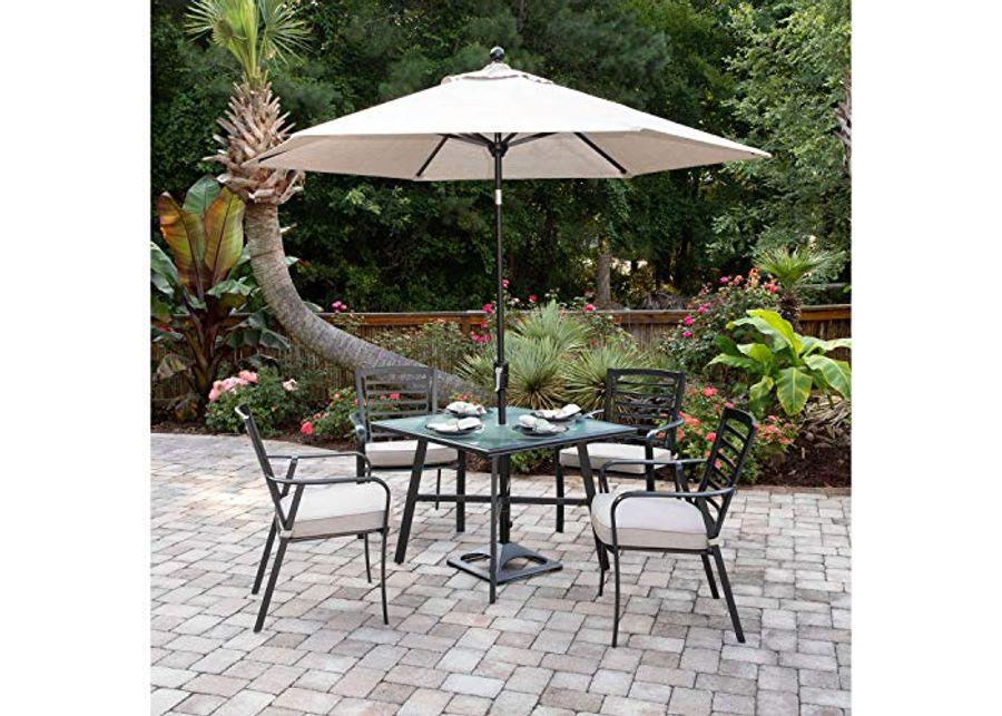 Hanover Pemberton 5-Piece Grade Patio Set Commercial Outdoor Furniture, Cast Ash/Gunmetal