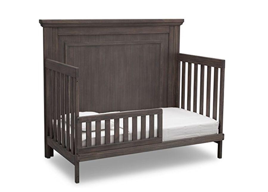 Simmons Kids SlumberTime Paloma 4-in-1 Convertible Baby Crib & Ultra Deluxe 2-in-1 Innerspring Crib and Toddler Mattress, Rustic Grey