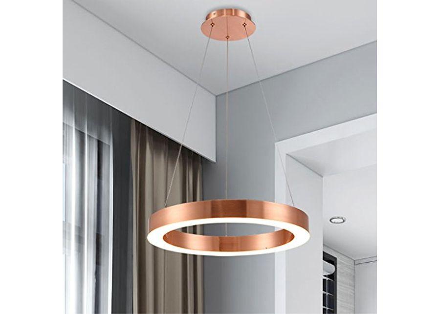 Chandelier Postmodern Led Round Light Ring Acrylic Living Room Restaurant Bedroom Study Hotel Simple Creativity Hanging Lamps Rose Gold (Size : 50150cm(Adjustable))