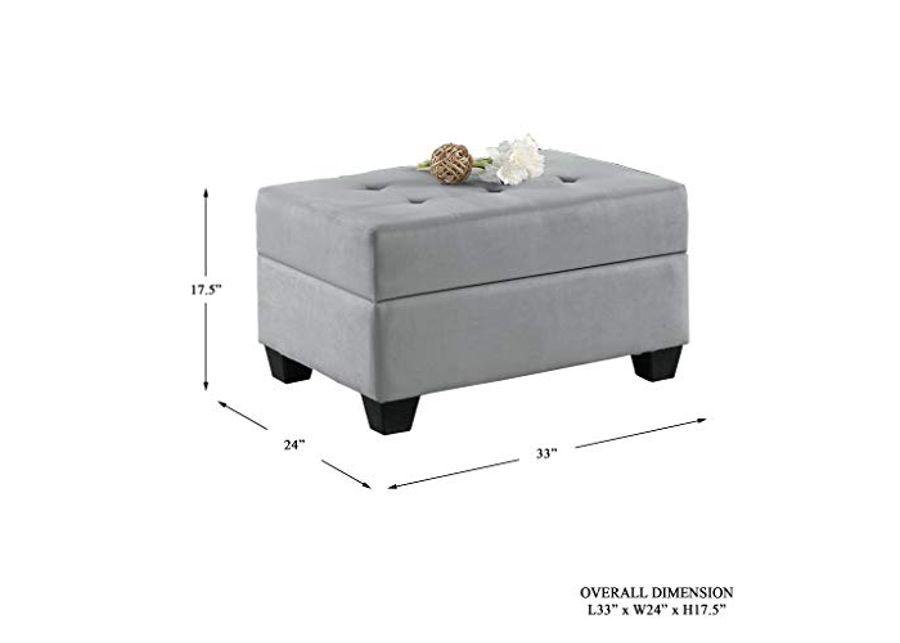 Homelegance Storage Ottoman, Gray