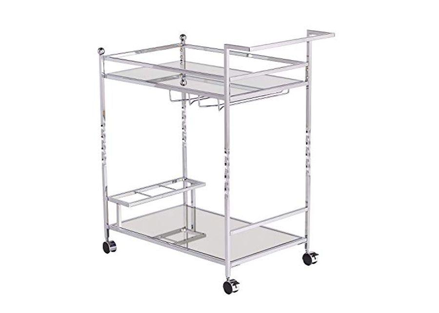 Southern Enterprises Ivers Bar Cart, Silver