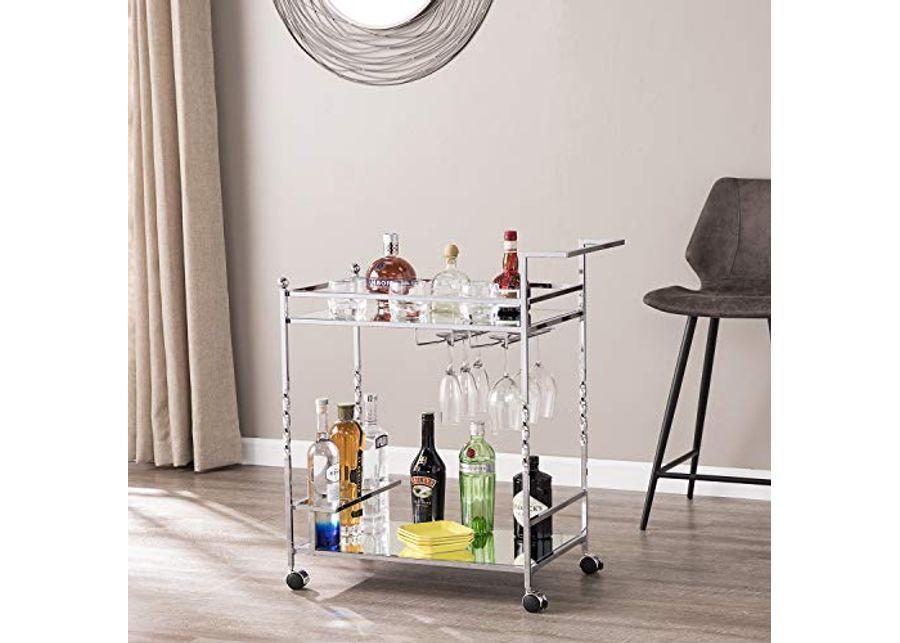 Southern Enterprises Ivers Bar Cart, Silver