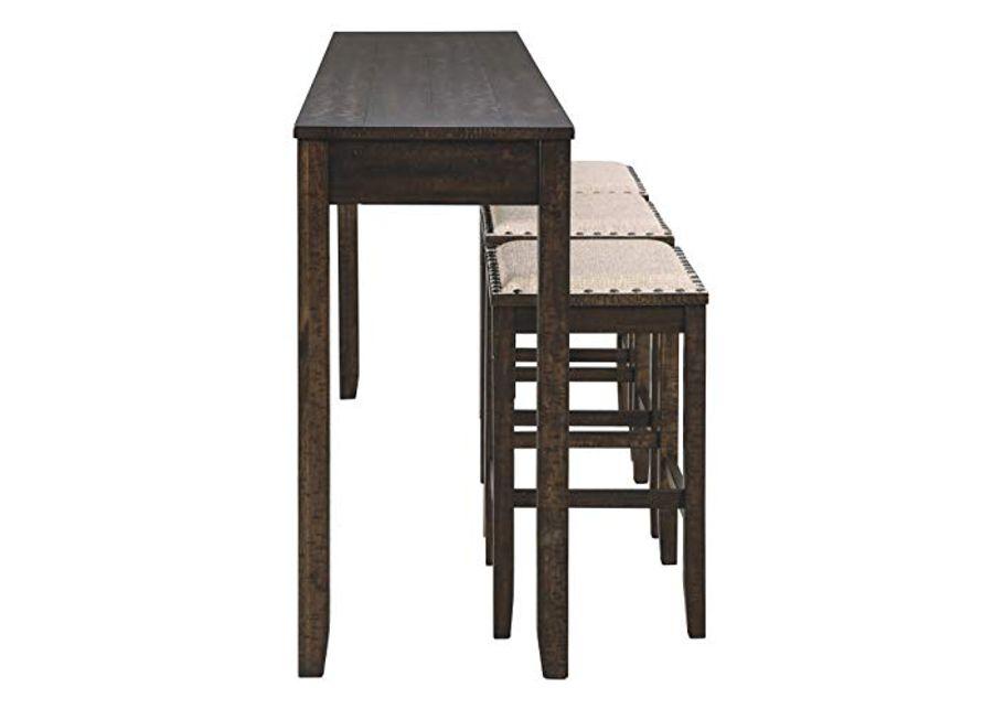 Signature Design by Ashley Rokane Urban Farmhouse 25" Counter Height Dining Room Table Set with 3 Bar Stools, Brown