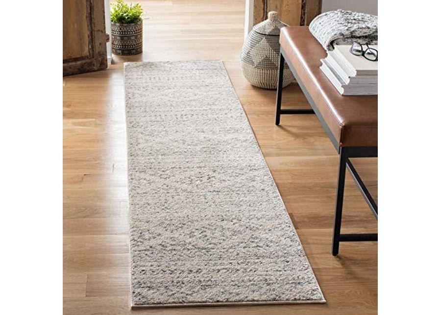 SAFAVIEH Tulum Collection 2' x 7' Ivory/Grey TUL272A Moroccan Boho Tribal Non-Shedding Living Room Entryway Foyer Hallway Bedroom Runner Rug