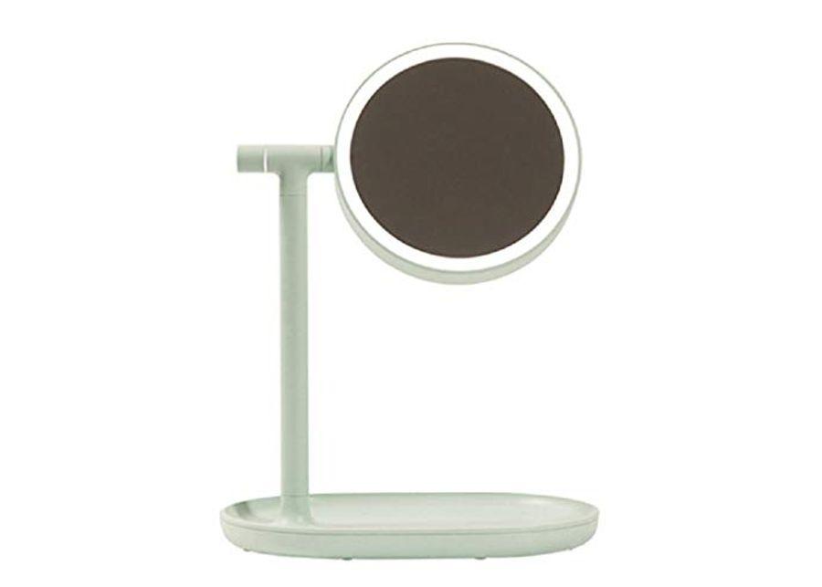 Desktop Mirror Lighted Tabletop Vanity Mirror Adjustable Height with Lights Rotates 360° Home Dormitory USB Charging Double-Sided Makeup Mirror