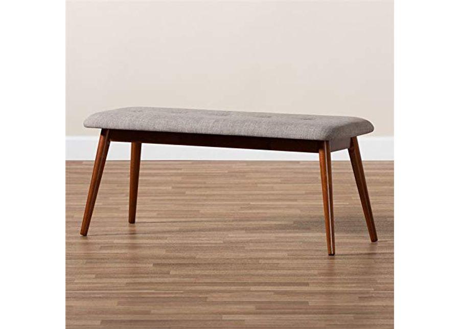 Baxton Studio Flora II Light Gray and Oak Dining Bench