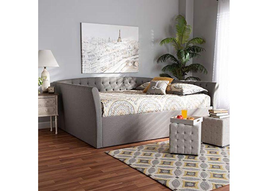 Baxton Studio Delora Full Size Light Grey Upholstered Daybed