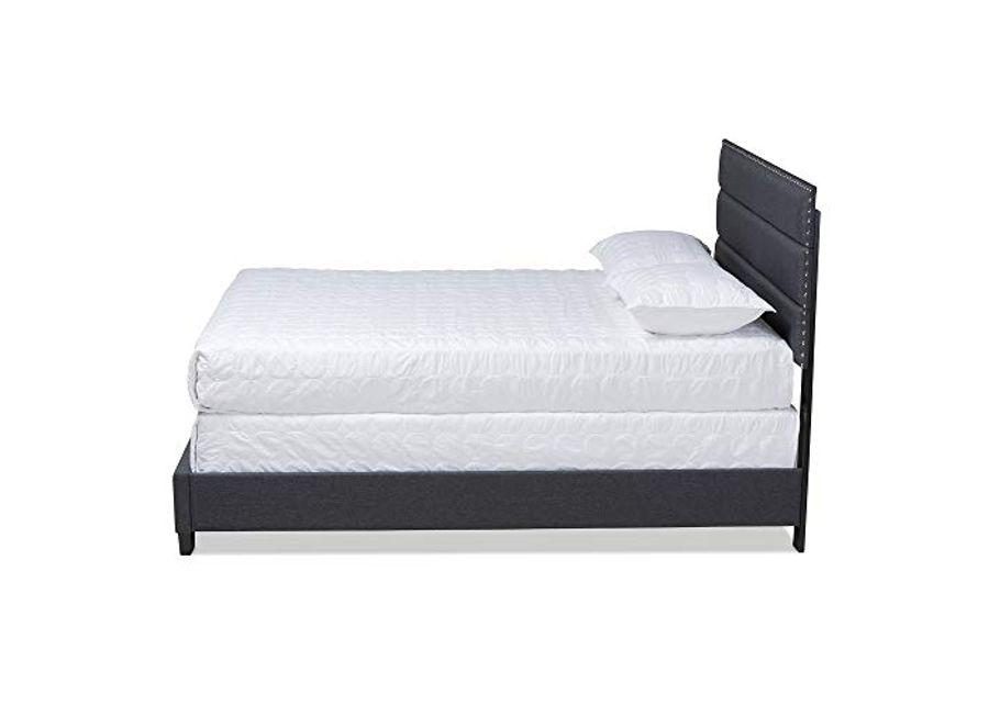 Baxton Studio Beds (Box Spring Required), Double, Dark Grey/Black