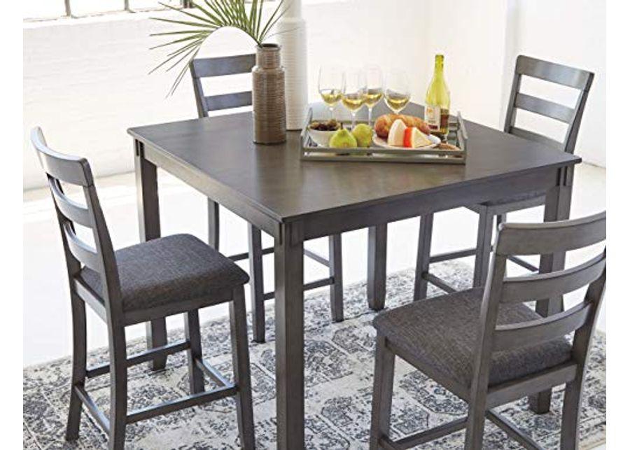 Signature Design by Ashley Bridson 5 Piece Counter Height Dining Room Set, Includes Table & 4 Bar Stools, Gray