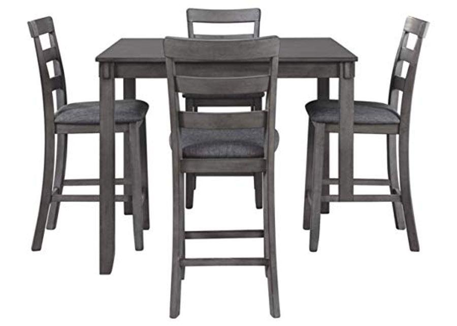 Signature Design by Ashley Bridson 5 Piece Counter Height Dining Room Set, Includes Table & 4 Bar Stools, Gray