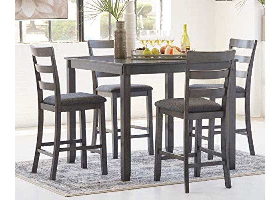 Signature Design by Ashley Bridson 5 Piece Counter Height Dining Room Set, Includes Table & 4 Bar Stools, Gray