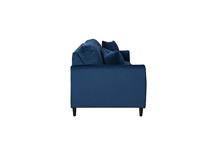 Signature Design by Ashley Enderlin Modern Velvet Glam Sofa with 2 Accent Pillows, Navy Blue