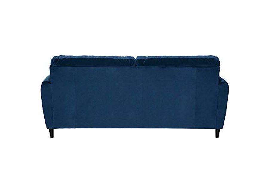 Signature Design by Ashley Enderlin Modern Velvet Glam Sofa with 2 Accent Pillows, Navy Blue