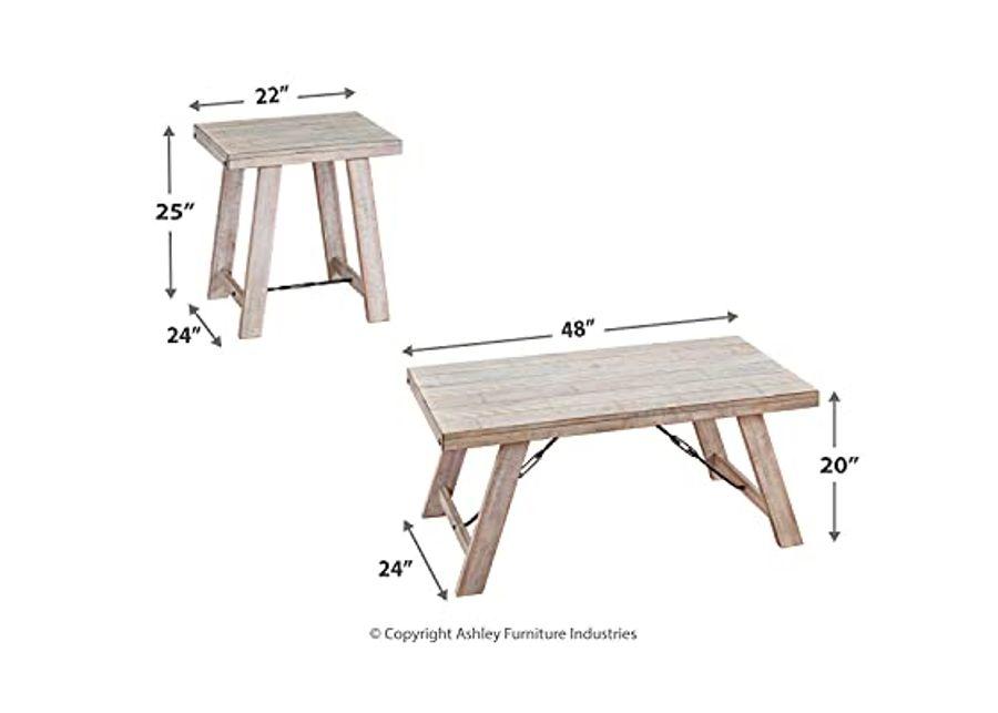 Signature Design by Ashley Carynhurst Farmhouse 3-Piece Table Set, Includes Coffee Table and 2 End Tables, Antique White