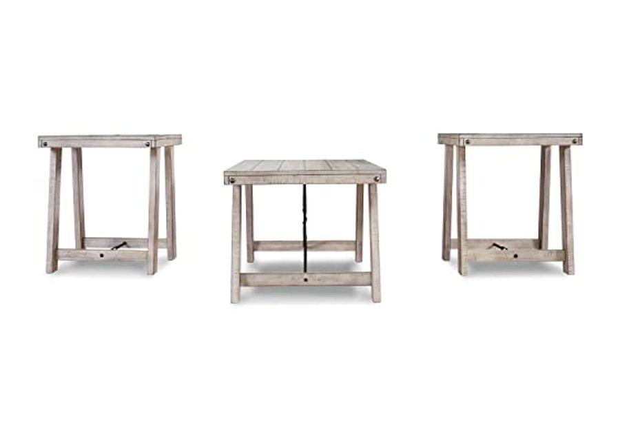 Signature Design by Ashley Carynhurst Farmhouse 3-Piece Table Set, Includes Coffee Table and 2 End Tables, Antique White