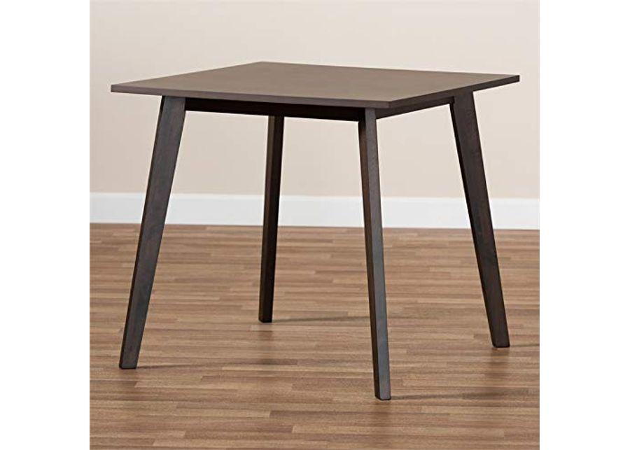 Baxton Studio Britte Mid-Century Modern Dark Oak Brown Finished Square Wood Dining Table