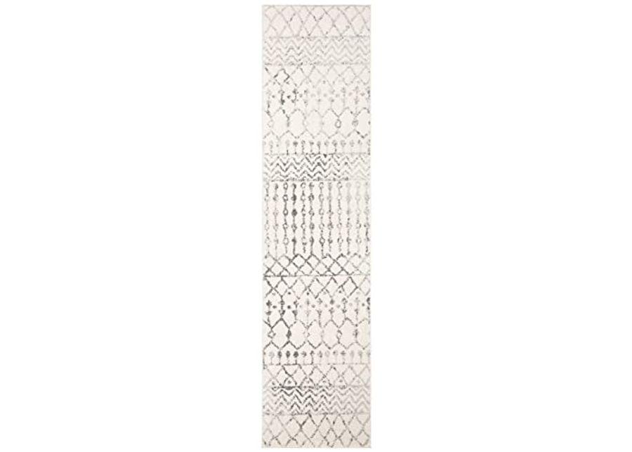 SAFAVIEH Tulum Collection 2' x 21' Ivory/Grey TUL270A Moroccan Boho Distressed Non-Shedding Living Room Bedroom Runner Rug