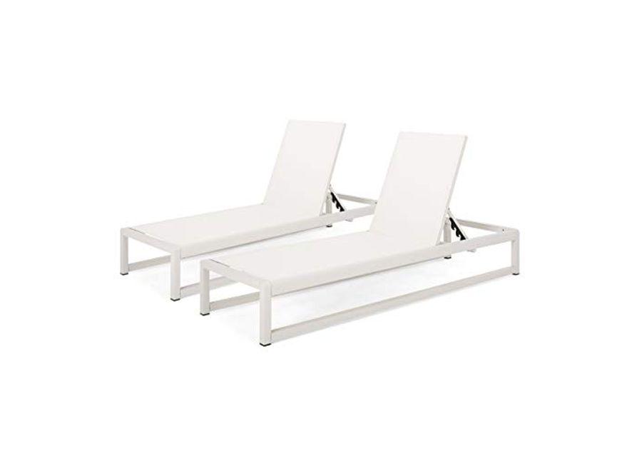 Christopher Knight Home Eudora Outdoor Chaise Lounge (Set of 2), White