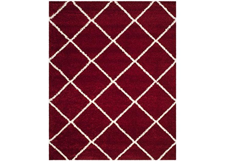 SAFAVIEH Hudson Shag Collection 10' x 14' Red / Ivory SGH281R Modern Diamond Trellis Non-Shedding Living Room Bedroom Dining Room Entryway Plush 2-inch Thick Area Rug