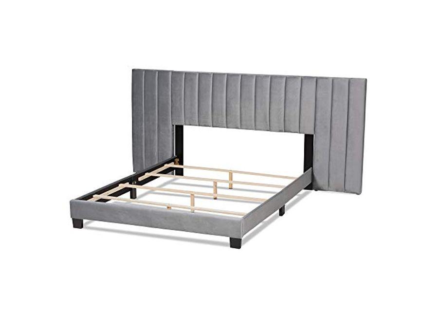 Baxton Studio Beds (Box Spring Required), King, Grey/Black