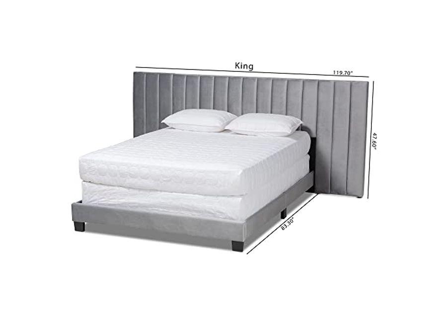 Baxton Studio Beds (Box Spring Required), King, Grey/Black