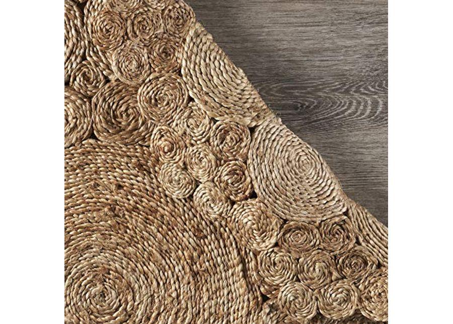 LR Home Ox Bay Organic Jute Medallion Area Rug, Natural, 4' Round