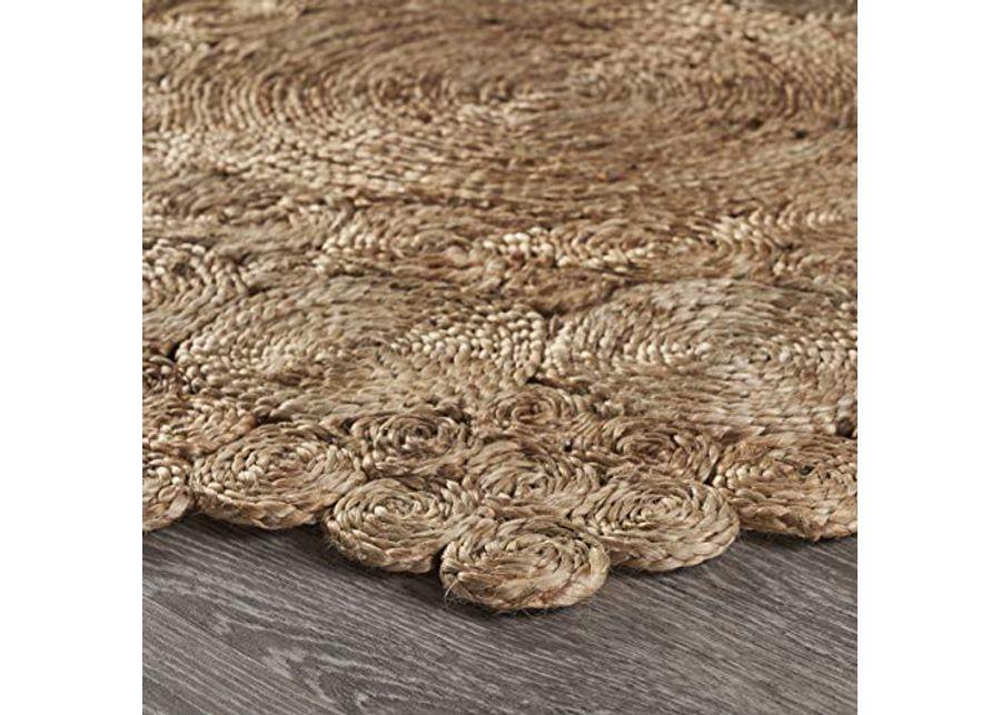 LR Home Ox Bay Organic Jute Medallion Area Rug, Natural, 4' Round