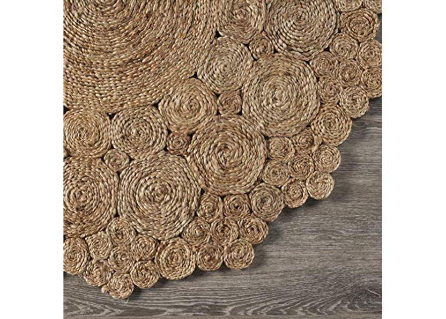 LR Home Ox Bay Organic Jute Medallion Area Rug, Natural, 4' Round