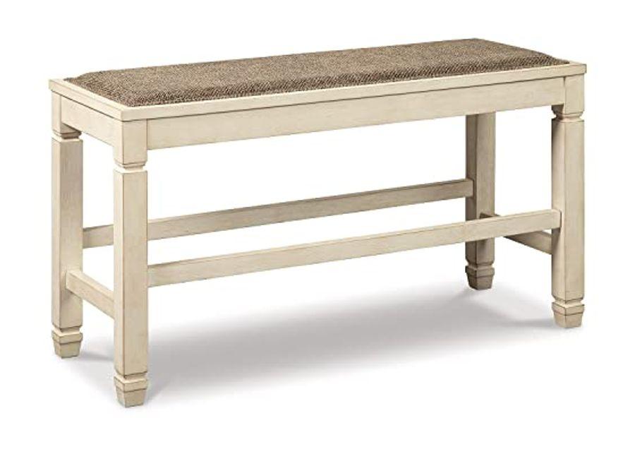 Signature Design by Ashley Bolanburg Counter Height Dining Room Upholstered Bench, Two-tone