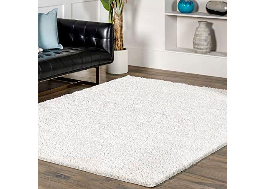 nuLOOM Marleen Contemporary Shag Area Rug, 4' Square, White