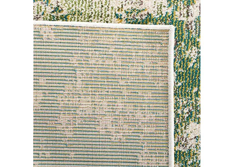 SAFAVIEH Madison Collection 2' x 8' Green / Ivory MAD499Y Modern Abstract Non-Shedding Living Room Entryway Foyer Hallway Bedroom Runner Rug