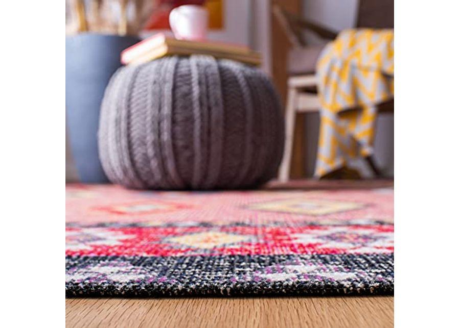 SAFAVIEH Montage Collection 8' x 10' Pink / Black MTG201U Boho Indoor/ Outdoor Non-Shedding Easy scrubbing Patio Backyard Porch Deck Mudroom Area-Rug