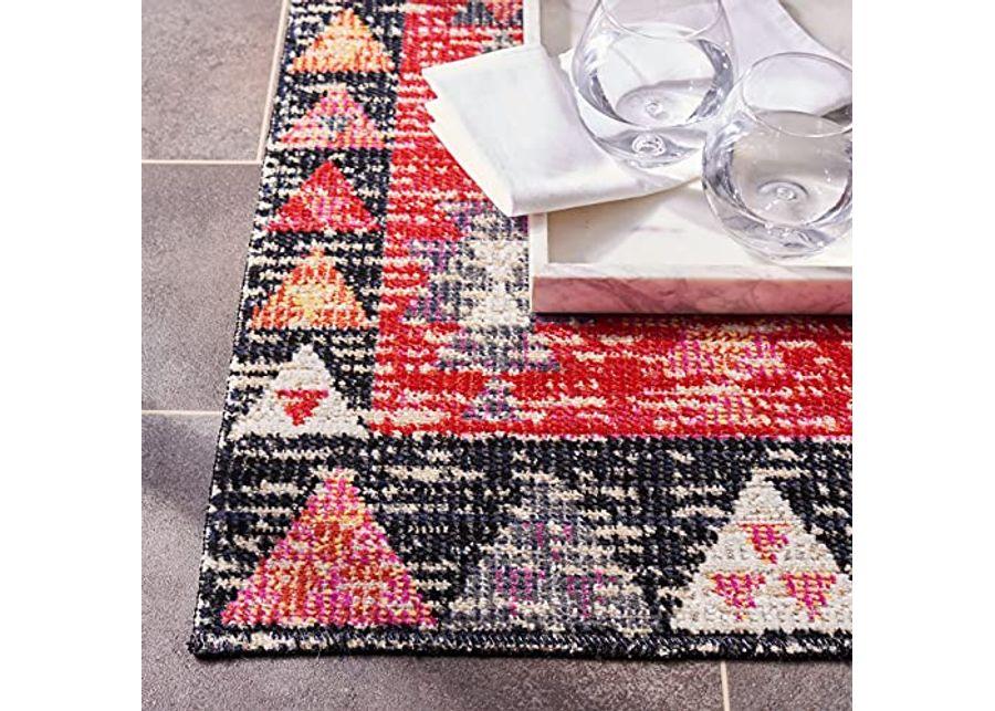 SAFAVIEH Montage Collection 8' x 10' Pink / Black MTG201U Boho Indoor/ Outdoor Non-Shedding Easy scrubbing Patio Backyard Porch Deck Mudroom Area-Rug