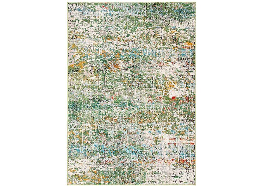 SAFAVIEH Madison Collection 3' x 5' Green / Turquoise MAD460Y Modern Abstract Non-Shedding Living Room Bedroom Accent Rug