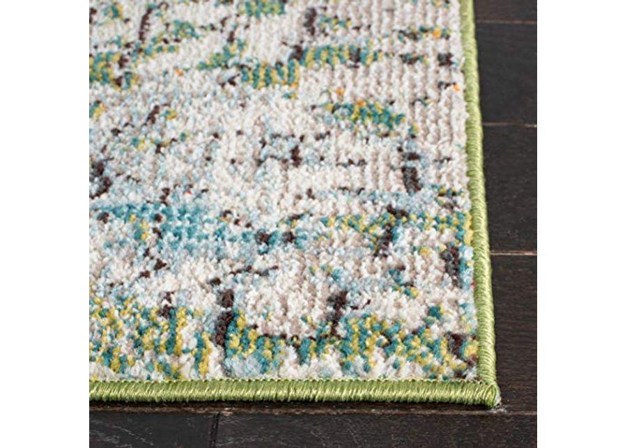 SAFAVIEH Madison Collection 3' x 5' Green / Turquoise MAD460Y Modern Abstract Non-Shedding Living Room Bedroom Accent Rug