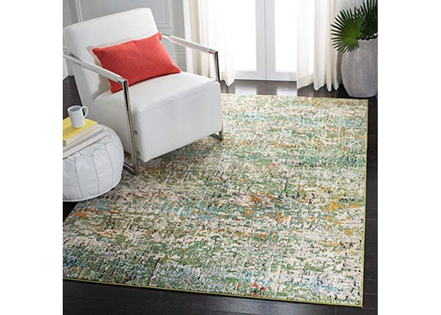 SAFAVIEH Madison Collection 3' x 5' Green / Turquoise MAD460Y Modern Abstract Non-Shedding Living Room Bedroom Accent Rug