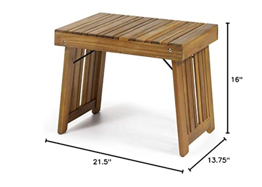 Christopher Knight Home Hilton Outdoor Acacia Wood Folding Side Table, Teak Finish