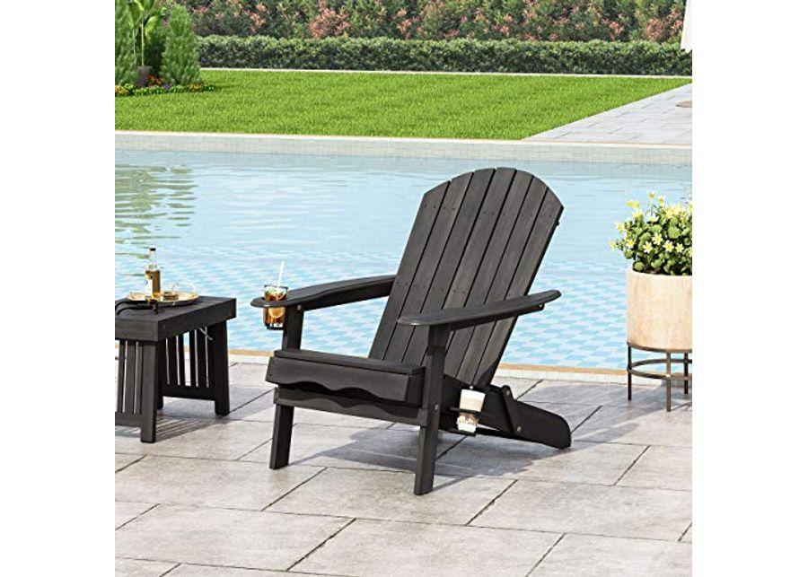 Christopher Knight Home Christine Outdoor Acacia Wood Folding Adirondack Chair, Dark Gray